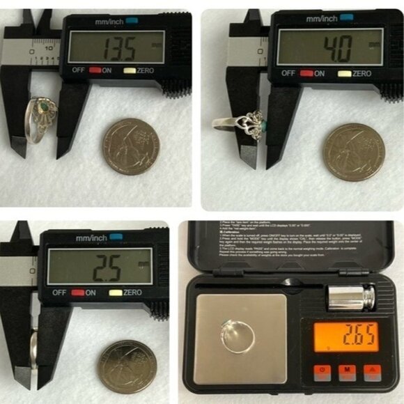 Sterling Silver 925 Cutout Scrollwork Oval Simulated Turquoise Ring Sz 7.25 - Picture 10 of 16